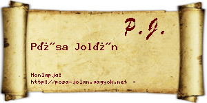 Pósa Jolán névjegykártya