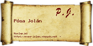 Pósa Jolán névjegykártya